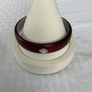 Elegant Burgundy Resin Silver Tone Bangle
